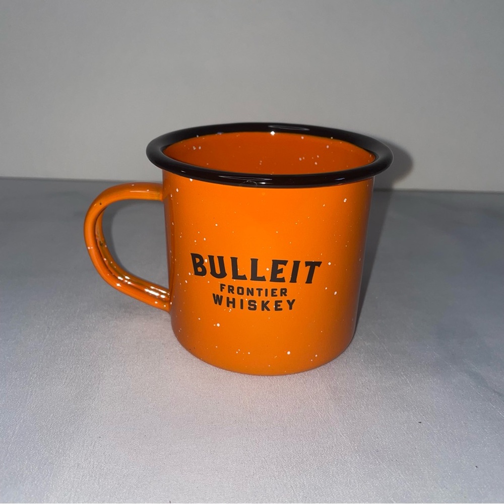 NWOT Bulleit Black & Orange Enamel Mug